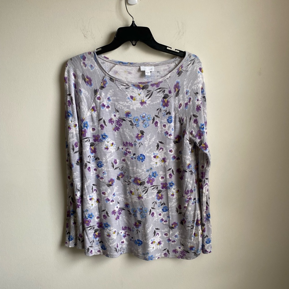 J. JILL Thermal Shirt Size Medium Womens Floral Spring Summer Lightweight